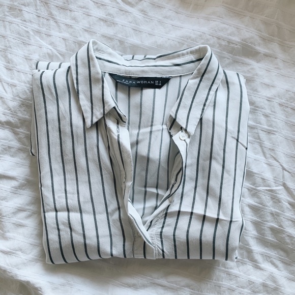 Zara Striped Button-up Tunic - Picture 2 of 2